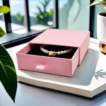 Kotak Kado Perhiasan Laci Warna Pink, Kotak Penyimpanan Gelang, Cincin, dan Anting-anting Berlapis Flanel, Kotak Kemasan Perhiasan Kertas Portabel untuk Kado Pernikahan dan Ulang Tahun, - Baby Pink - View 6