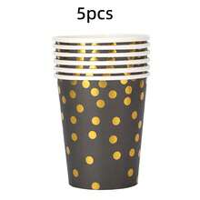 10/20pcs Black & Gold Theme Party Paper Cups, Gold Polka Dot Pattern Party Paper Cups, Suitable For Birthday Party, Family Gathering, Class Reunion, Outdoor Picnic - View 8