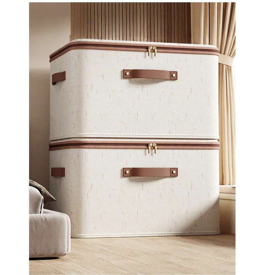 3pcs Foldable Storage Bins With Handles, Multiple Sizes Available, Suitable For Organizing Clothes, Toys And Books In Wardrobes, Bedrooms And Homes, Can Be Used For Bedding, Textiles, Spring Clothing, Outdoor Storage And Back To School Supplies - Multicolor - View 1