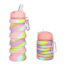 1pc Unisex Collapsible Silicone Water Cup Foldable Travel Bottle With Spout Leak Proof Camping Mug For Outdoor Hiking Gym Office - LJ1041Y-b 迷彩黃藍 - 查看 11
