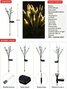 1PC/2pcs Solar-Powered Bamboo Flower-Shaped Garden Lights, Outdoor Weddings, Lawn Lights, Pond, Courtyard, Garden, And Path Landscape Lighting Decorative Lights - Style a - View 3