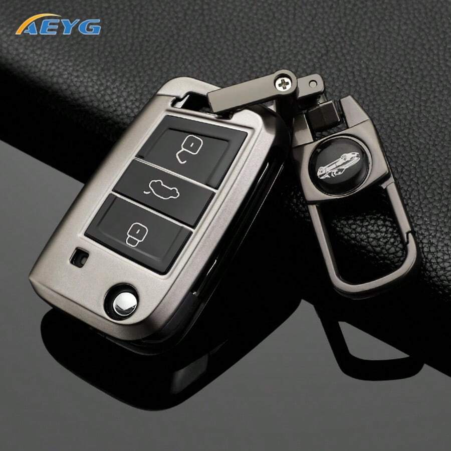 金屬灰色 TPU 鑰匙保護殼 鑰匙扣持有器 配件 外殼 適用於 VW Sko Da SEAT Golf GTl Jetta Tiguan - 大眾B款 - 查看 1