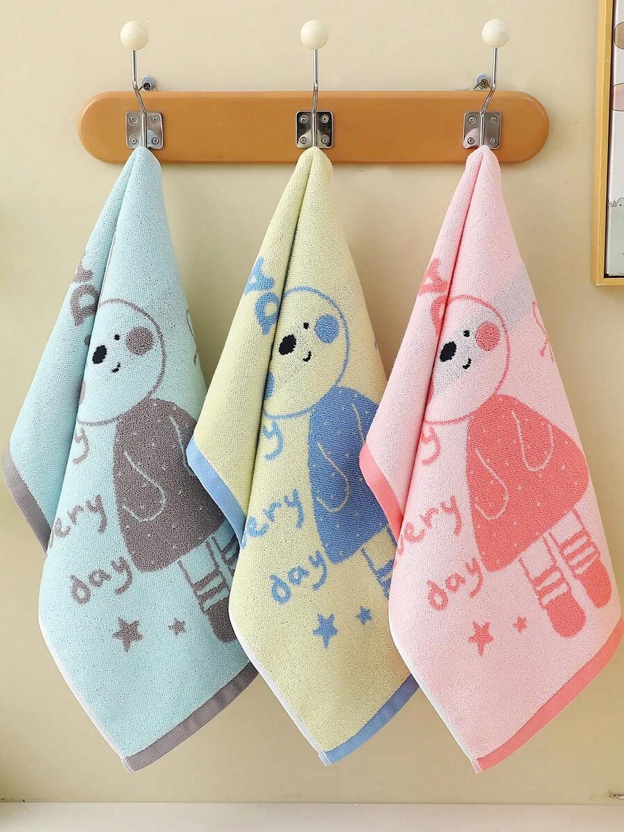 1/3/5 Pieces Of Pure Cotton Mini Towels, Rabbit Pattern, Absorbent And Quick-Drying, Suitable For Both Men And Women All Year Round, Suitable For Bathrooms, Schools, Travel, Festival Gifts, Home, Kitchen, Outdoor Accessories - Multicolor - View 1