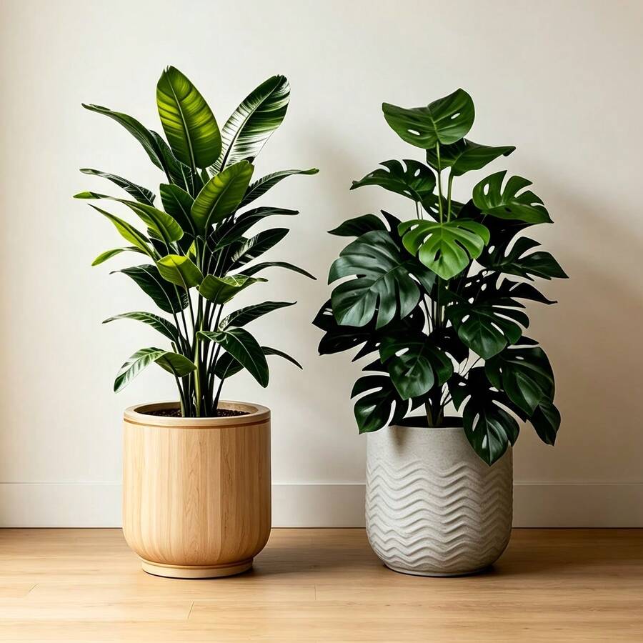 2pcs Nordic Home Style Extra Large Artificial Bonsai Plants, Wealthy Banana + Lucky Turtle Leaf, Outdoor/Indoor Decoration, Suitable For New Year, Easter, Housewarming, Father's Day, Graduation Season, Independence Day, Halloween, Anniversary Decoration | No Watering Required, All Season Display, Foliage, Sturdy Structure, Holiday Decoration, Party Organizer, Event Planner - Multicolor - View 1