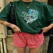 Heartfelt Daily Casual Graphic T-Shirt 100% Cotton Oversized Soft Breathable Casual Crewneck Short Sleeve Top Aesthetic Vintage Cute Retro Vibe  Basic Casual Wearers Fashion Lovers Daily Outfit Enthusiasts Gift Givers - 綠色 - 查看 18