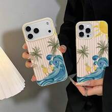 1個 TPU材質夏季粉色條紋衝浪橡皮鴨椰子樹圖案手機殼 適用於 iPhone 17 Pro Max/17/16 Pro Max/15/13/12/11/S20 FE/A15/S24/A55/Note 11/Note 12/Note 13 Pro 全包覆防震軟保護套 - 白色 - 查看 6