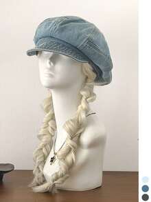 Gorra de niño de periódico lavada vintage, gorro de nube extragrande que adelgaza el rostro para mujeres, boina octogonal artística de estilo callejero Ins, gorro de pintor desgastado, circunferencia de cabeza grande, gorra holgada versátil con ala suave, estilo de diseñador, atuendo casual, gorra de béisbol retro de nicho - Multicolor - Ver 4