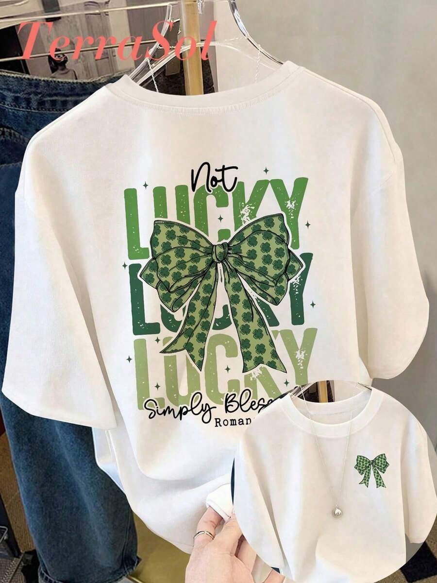 Esta camiseta casual de algodón para mujer presenta un estampado sencillo y elegante. El diseño de manga corta es perfecto para unas vacaciones en la playa, lo que lo convierte en una excele - Blanco - Ver 1