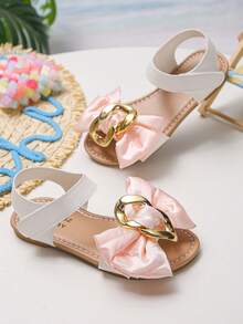 Nuevas sandalias infantiles con lazo de cadena, diseño de cierre de gancho y bucle, adecuadas para fiestas de cumpleaños, crean un ambiente elegante y sofisticado - Blanco - Ver 2