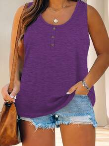 Tallas Grandes - Tallas Grandes - Nuevos Chalecos Casuales Populares de con Botones en Colores Sólidos para Ropa de Mujer de Talla - Gris - Ver 10