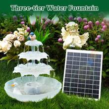 3 Tiered Solar Birdbath Fountain 6.5W 1200mAh Battery Outdoor Garden Decor NEW - White - View 3
