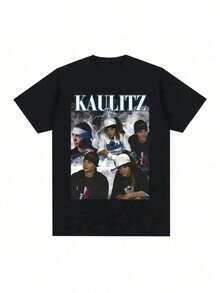 Camiseta gráfica de la banda de rock Tokio Hotel Tom Kaulitz, manga corta, algodón, para hombre. - Negro - Ver 1