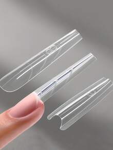 60 Pcs/Bag Sandwich Nail Molds Square Almond Shape Reusable Nail Forms With Guide Lines 15 Sizes Nail Extension Molds Salon & Home DIY Manicure Tools - Multicolor - View 4