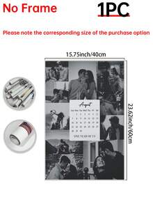 1pc Editable Photo Collage Calendar Template Customized Poster, Suitable As Friend Anniversary Celebration Gift Poster, Customized Wall Art, Photo Customization, Customizable Item, Room Decor, Gift For Friends And Couples, Optional Frame - Multicolor - View 18