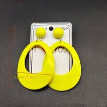 1 Pair Fluorescent Hoop Earrings, Elegant Minimalist Thick Design, 6 Colors Available, Suitable For Women's Daily Wear, Dates, Parties, Holiday Gifts, Acrylic Material, All Season Wear - Multicolor - View 4