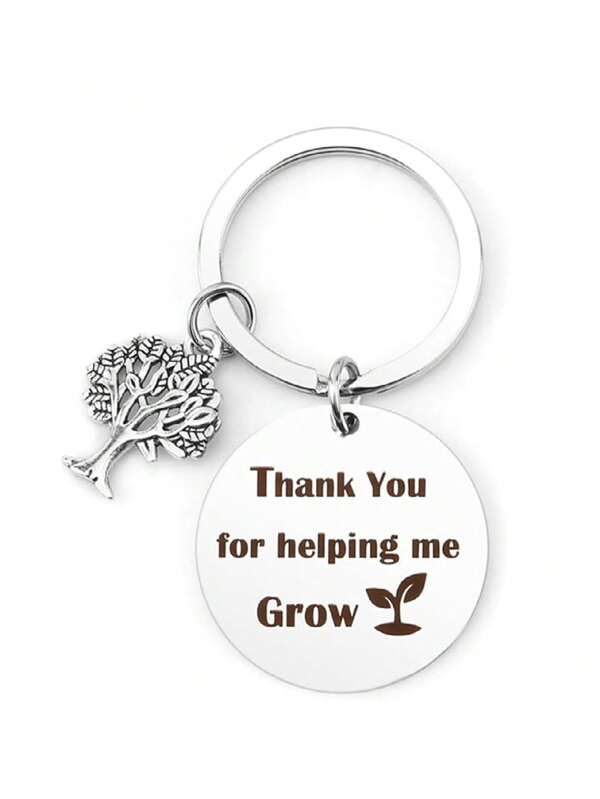 Help Me Grow Tree Of Life Pendant, Thank You Teacher For Helping Me Grow Teacher's Day Gift, Teacher Commemorative Small Gift Slogan Elegant Zinc Alloy Teacher's Day
