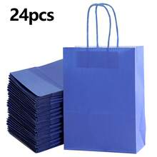 24 Stück rosa Papiertüten 16x22x8cm Geschenktüten Tragetaschen Einkaufstüten DIY Geburtstags-Party Verpackungsmaterial - Dunkelblau - Übersicht 11