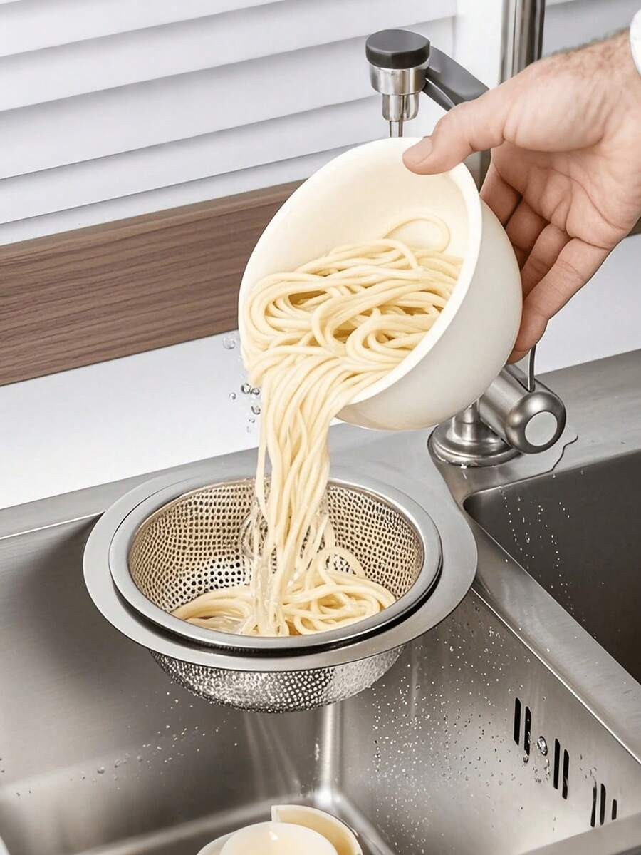 Rustic Style Sink Strainer With Handle, 201 Stainless Steel Kitchen Sink Drain Filter, Unfilled, Suitable For Restaurants And Indoor Use, Wear-Resistant, Rust-Proof - A - View 1