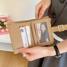 Korean Style Square Buckle Minimalist Women's Short Wallet, Multifunctional Card Holder, Foldable, Multiple Card Slots, Large Capacity - Multicolor - View 2