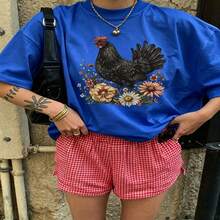 Heartfelt Daily Casual Graphic T-Shirt 100% Cotton Oversized Soft Breathable Casual Crewneck Short Sleeve Top Vintage Aesthetic Cute Retro Vibe For Casual Wearers Fashion Lovers Daily Outfit Enthusiasts Gift Givers - 藍色 - 查看 18
