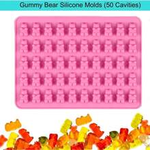2pcs Soft Gummy Bear Silicone Molds, Non-Stick Chocolate Candy Molds, Includes 2 Droppers (Pink) - Multicolor - View 5