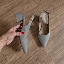 Women's Slingback Pump With 5cm Block Heel - Comfortable And Stylish - Gris - Ver 6