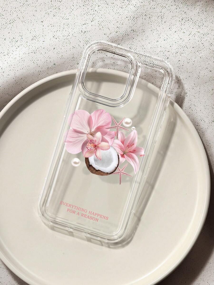 Fresh Flower & Coconut Pattern Phone Case, Compatible With IPhone & Compatible With Samsung Galaxy, Waterproof, Shockproof, Anti-Drop, Anti-Scratch - Multicolor - View 1