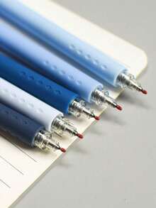 5pcs/1pc Collect Moonlight Retractable Gel Pen Set, Gradient Blue Star & Moon Print 0.5mm Black Ink Smooth Writing Ballpoint Pens, Fresh Macaron Cute Student Exam Stationery - Multicolor - View 3