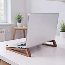 2pcs Ergonomic Bamboo Laptop Stand - Adjustable Height Portable Desktop Support, Wide Base Stable Support, Suitable For Laptops, Bamboo Material Office Desk Riser, Suitable For Office, Bedside And Travel, Vintage Style Office Accessory - A - View 4