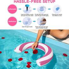 2pcs Candy U-Shaped Floating Float, Soft Quick-Dry Fabric, Striped Pattern High Buoyancy Inflatable Pool Toy, Suitable For Summer Beach Swimming, Pool Floats, Water Sports, Travel (Random Color And Style) - Multicolor - View 8