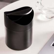 Thùng rác mini để bàn 1.3L bằng kim loại màu đen mờ nắp lật, phù hợp cho phòng ngủ, bàn cạnh giường, quà tốt nghiệp, phụ kiện nhà bếp, trang trí phòng, đồ dùng ngày lễ, trang trí nhà cửa, quà tặng giáo viên - nhiều màu - Xem 2