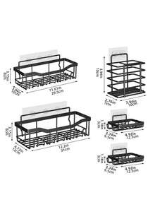 Multipurpose Bathroom Storage Rack Combo,Punch-Free Installation Shower Caddy Kit,Open Drainage Design Keep Toiletries Dry,Space Saving Organizer For Restroom&Kitchen Counter,Assorted Size Organizer For Shampoo,Toothbrush,Soap,Sponge&Bathroom Supplies - Multicolor - View 13