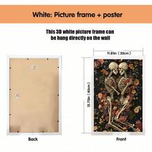 1pc, Canvas Wall Art, Framed Wall Decor, Gothic Romantic Floral Skull Couple Canvas Painting, Dark Academia Style Poster, Vintage Dried Flower Skull Oil Painting, Suitable For Modern Home Decor, Room Decor, Dorm Decor, Bedroom Decor, Living Room Decor, Bathroom Decor, Kitchen Decor, Dining Room Decor, Office Decor, School Decor - A - View 15