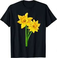 Yellow Daffodil Flowers Floral Spring Easter Garden Gift T-Shirt - Black - View 1