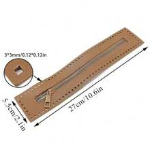 3/4Pcs PU Zipper With Needle Holes - Black, Brown, Beige Crochet Bag Accessories, Suitable For DIY Wallets And Sewing Crafts, Wallet Straps, DIY Wallet Making - Multicolor - View 12