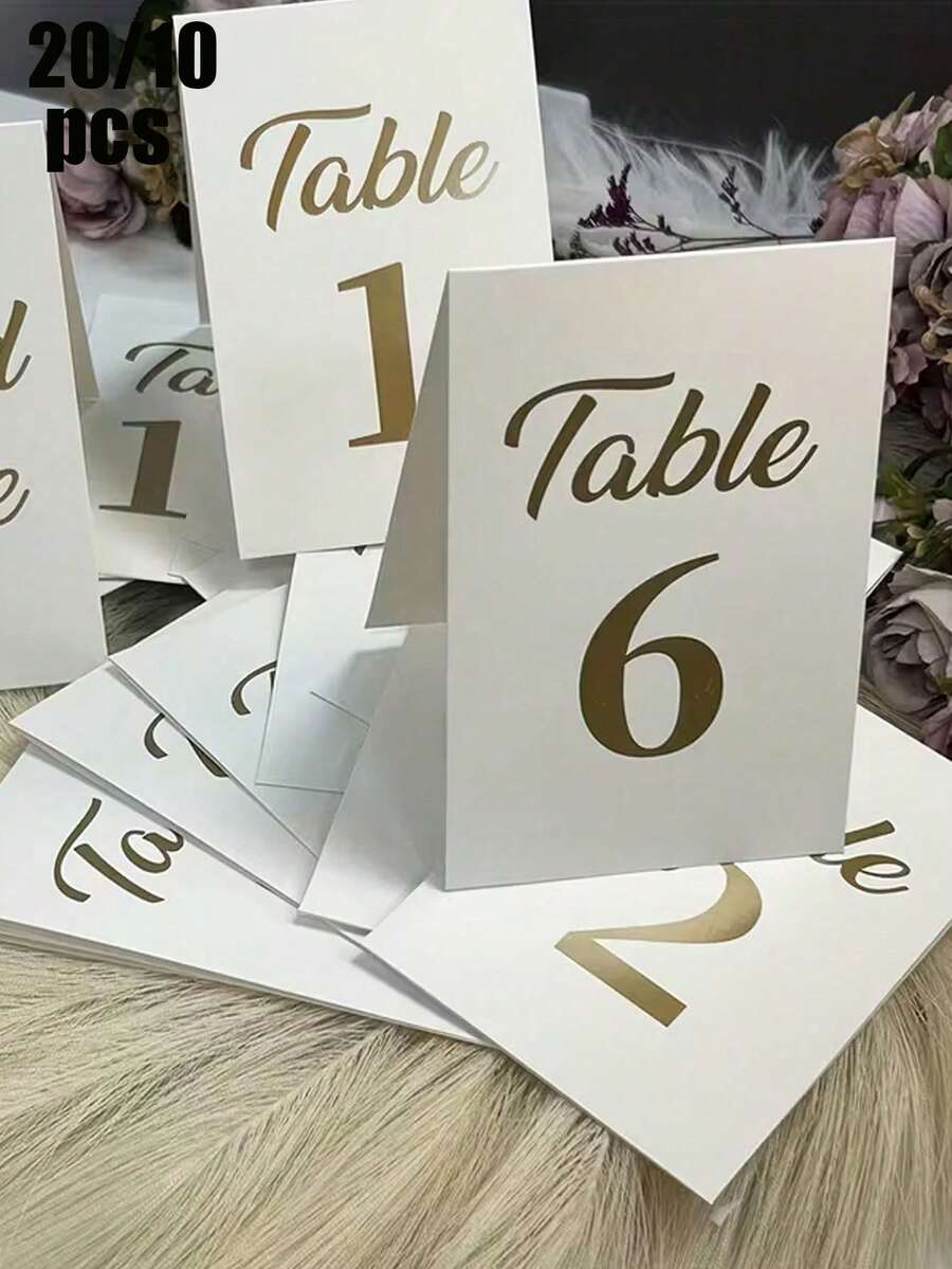20/10入金色婚禮桌號卡 1-20,紙製桌號卡,適用於婚禮桌飾、單身派對裝飾、生日派對、新娘送禮會裝飾及主題派對道具 - 均碼 - 查看 1