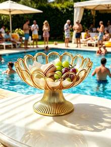 1 pieza Bandeja de frutas dorada, bandeja de servir, soporte/bandeja para pasteles, tazas de café saudíes, aperitivos para bodas/fiestas, plato de almacenamiento de postres/frutas secas, bandeja de exhibición de aperitivos/caramelos, bandeja de almacenamiento de exhibición, cuenco de frutas con base, plato de caramelos decorativo vintage, vajilla para fiestas, bandeja brillante de pie alto para fiestas y eventos de celebración, escenas de cocina y sala de estar, reutilizable, decoración destacada para la mesa del comedor y la barra de café - Multicolor - Ver 5