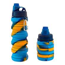 1pc Unisex Collapsible Silicone Water Cup Foldable Travel Bottle With Spout Leak Proof Camping Mug For Outdoor Hiking Gym Office - LJ1041Y-b 迷彩黃藍 - 查看 8