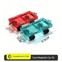 磁力車組 - 磁力車底盤，適用於磁力玩具 STEM 拼砌積木玩具配件，與磁力積木相容，耐用輪子，適合 3 歲以上男孩女孩的創意遊戲教育玩具 (隨機顏色) - 彩色 - 查看 16