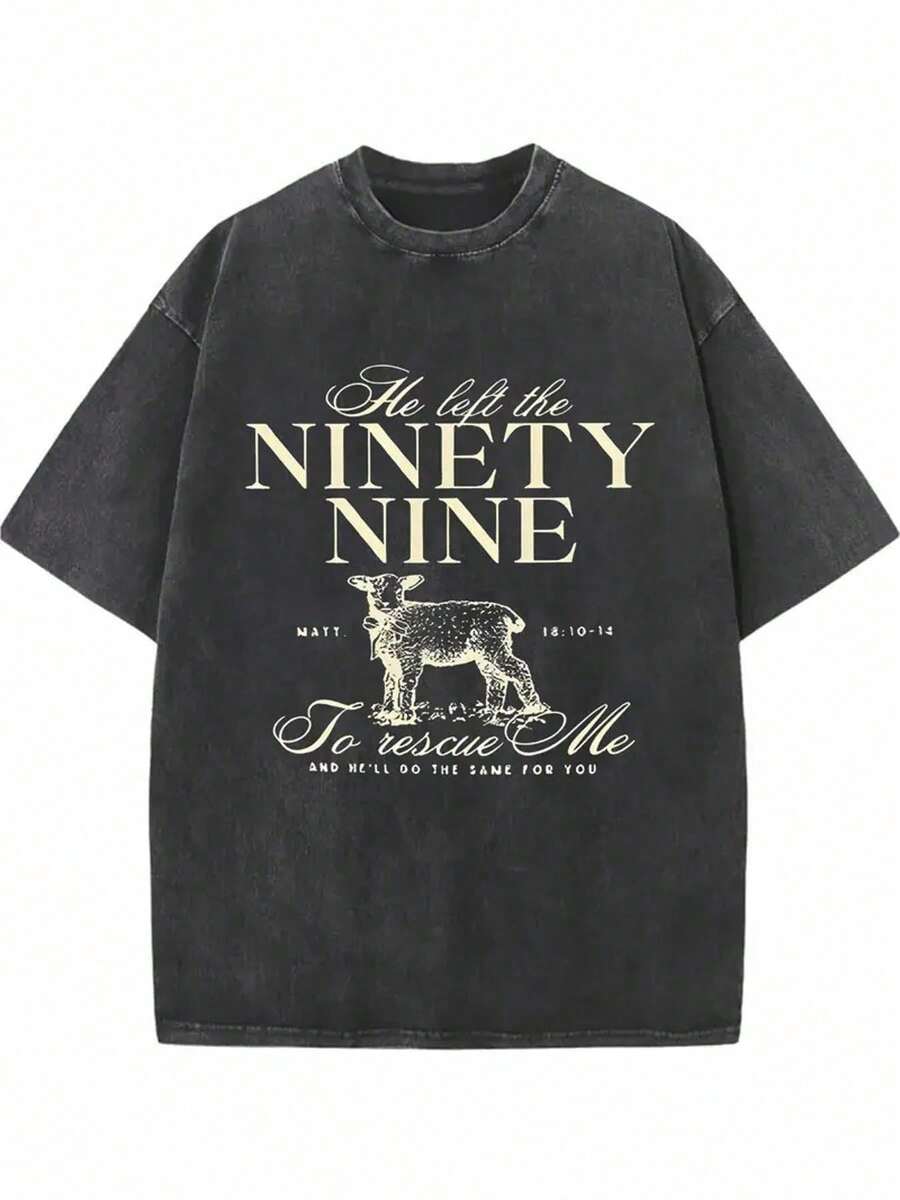 Camiseta Estampada He Left A 99, 1 Pieza, 230g, Algodón Lavado de Alta Calidad con Estampado de Cera, Camiseta de Marca Retro de Moda, con un Grosor Adecuado para Camisetas de Verano, Rega - Negro - Ver 1