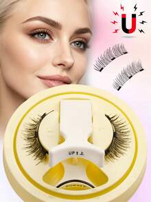 Waloshow 1 Box Natural Magnetic False Eyelashes With Magnetic Eyelash Curler, Glue-Free Easy To Wear, Suitable For Extending Eye Corners, Perfect For Women's Daily Makeup - Black - View 5