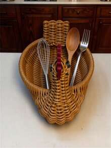 1pc Woven Chicken-Shaped Basket, Artificial Rattan Material, For Storage, Perfect For Storing Tableware (Not Suitable For Direct Food Contact), Shelf Storage Basket, Shelf Basket - Multicolor - View 6