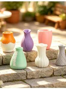 1pc/10pcs/20pcs Matte Decorative Vase Set, Minimalist Desktop Decor, Modern Display Ornament, Dorm Room Atmosphere Soft Decoration, Fashion Home And Cafe Counter Scene Decor - A - View 8