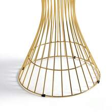 60cm Round Marble Texture Small Table, Gold Shaped Steel Base, Glossy Tabletop, Suitable For Living Room/Dining Room/Coffee Corner - White - View 4