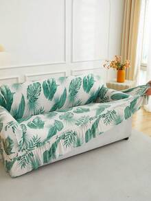 1pc Skirt Sofa Cover, Tropical Plant Print Pattern, Dust-Proof & Dirt-Resistant, Elastic One-Piece Full Coverage Skirt Sofa Protector, Living Room Home Decor, 1/2/3/4 Seater Sofa Decoration, All Season Universal, Machine Washable & Hand Washable - Sprout Green - View 3