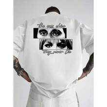 Camiseta gráfica de la película  para hombres - Impresión trasera de Tony Montana con citas de Los ojos lo tienen y Ellos nunca mienten - Camiseta casual de cuello redondo y manga corta - Blanco - Ver 1