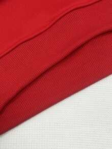 Sudadera Casual Estampada para Hombre - Hecha de Tejido de Punto, con Cuello Redondo y Capucha, Ligeramente Elástica, Equipada con Cordones Ajustables y Bolsillos; una Sudadera de Corte Holg - Rojo - Ver 4