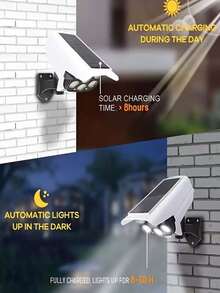 1/2 piezas Tira de luz solar con sensor de movimiento de 77 LED con control remoto, luz de inundación inalámbrica para exteriores similar a una cámara de , adecuada para hotel, porche, jardín, patio, entrada - Luz de pared inalámbrica alimentada por energía solar - Multicolor - Ver 5