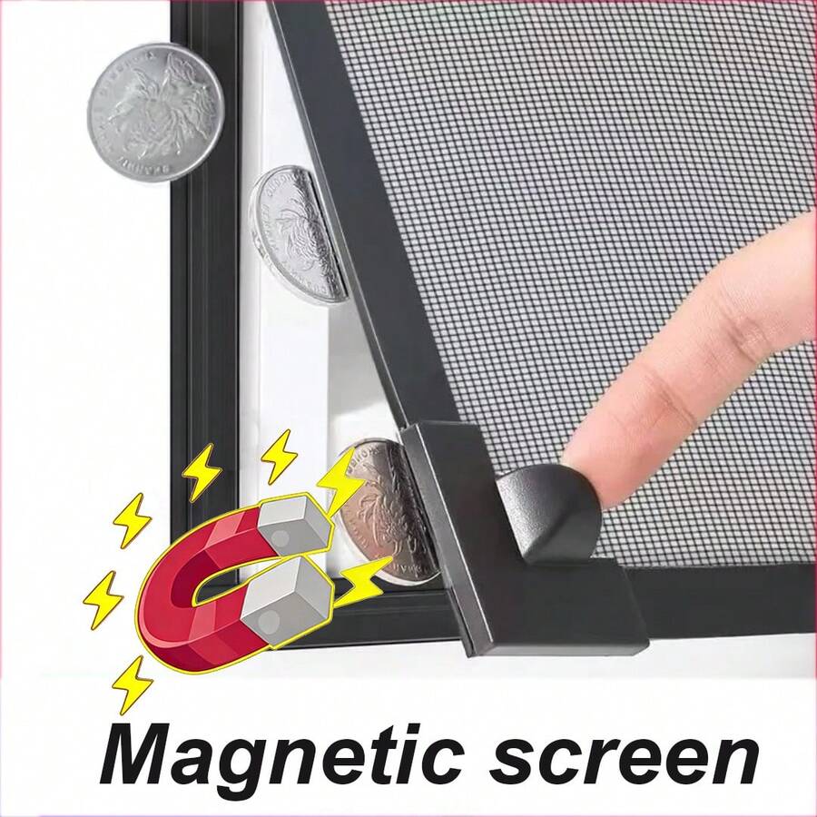 DIY Magnetic Window Screen Summer Fly And Mosquito Proof Invisible Mesh Screen - Black Net With Black Border - View 1