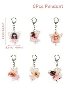 6 piezas Llavero con tema de hadas y elfos, Llavero colgante de hada mariposa, Colgante de decoración de fiesta con tema de hadas de acrílico, Llavero de regalo de vuelta de fiesta de cumpleaños, Decoración de fiesta de revelación de género, Colgante accesorio para mochila, Decoración colgante de cumpleaños de hadas, Decoración de mesa de baby shower, Relleno de regalo de cumpleaños, Decoración de habitación, Decoración del hogar, Favor de fiesta - Hada A - Ver 8